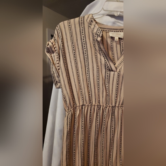 Womens Sweet Wanderer Maternity Beige and Blacked Lined Dress Stretch Size L - Picture 7 of 13